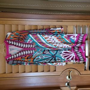 Boston Proper mid length dress. Multi- color long sleeve. Medium